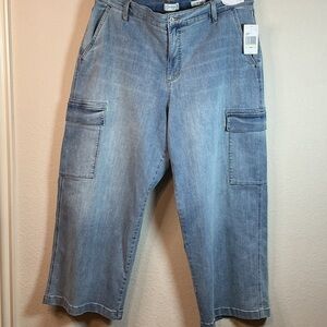 Jessica Simpson Cargo Jeans Size 18W NWT Utility Pocket Cropped Denim